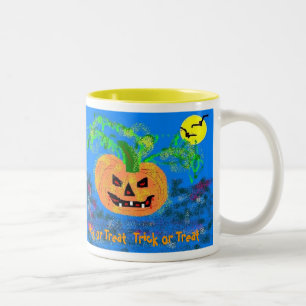 Taza Bicolor Calabaza bonita, calabaza bonita, truco o