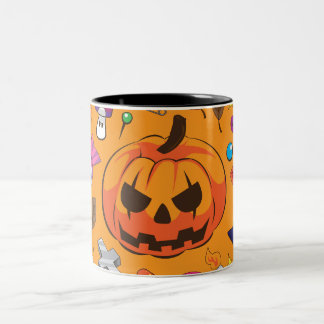 Taza Bicolor Calabaza Clásica de Halloween Jack O Lantern