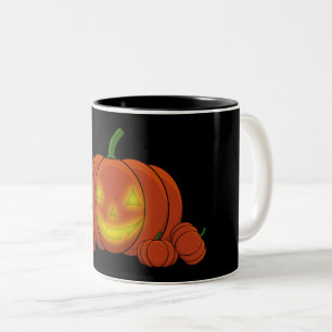 Taza Bicolor Calabaza de calabaza brillante de Jack-o'-Lantern