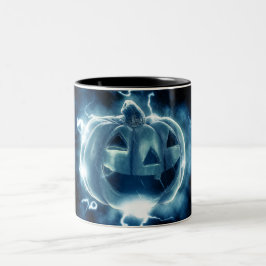 Taza Bicolor calabaza de Halloween bajo la lluvia