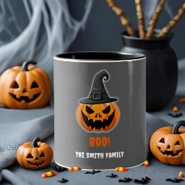 Taza Bicolor Calabaza de Halloween "BOO!" - Nombre personalizad
