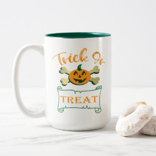 Taza Bicolor Calabaza de Halloween con truco o tratar cruces