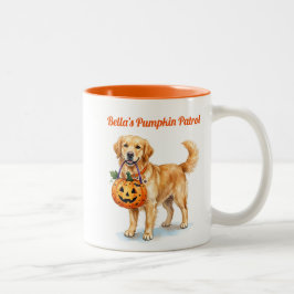 Taza Bicolor Calabaza de Halloween de Golden Retriever Personal