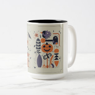 Taza Bicolor Calabaza de Halloween espeluznante y cola de dos t
