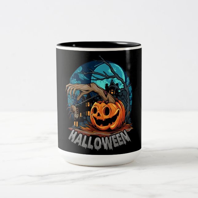 Taza Bicolor Calabaza de Halloween Spooky (Centro)