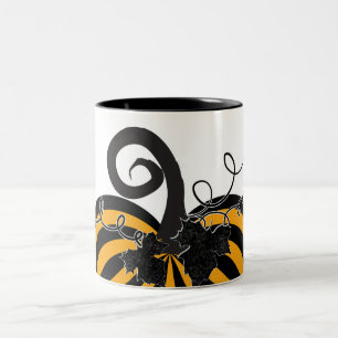 Taza Bicolor Calabaza de rayas naranjas negras Chic Otoño Caída