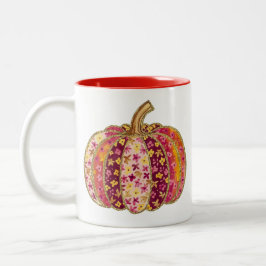 Taza Bicolor Calabaza dorada y tazón de café con flores