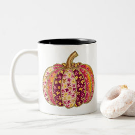 Taza Bicolor Calabaza dorada y tazón de café con flores