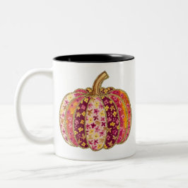 Taza Bicolor Calabaza dorada y tazón de café con flores