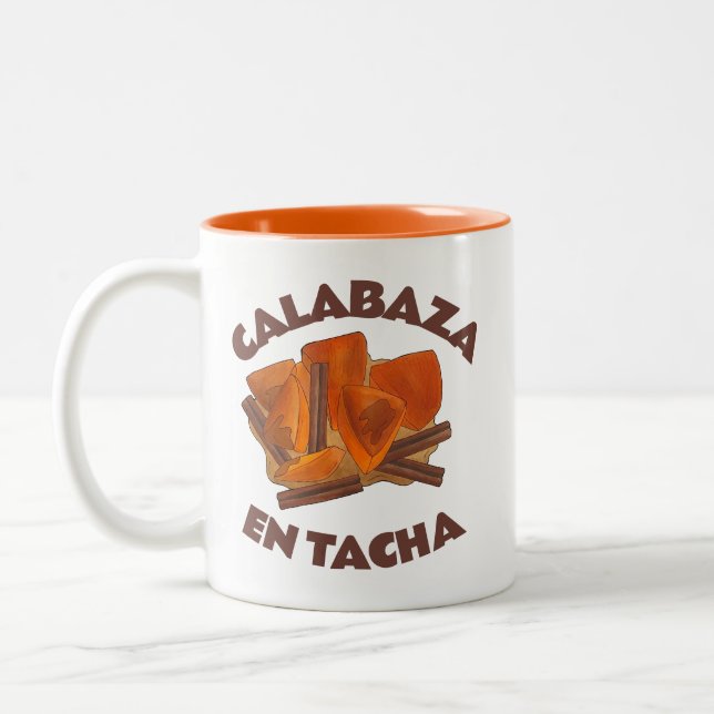 Taza Bicolor Calabaza en Tacha, postre de calabaza mexicana con (Izquierda)