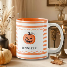 Calabaza Rayada de Naranja Halloween Personalizado