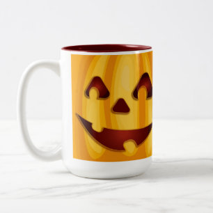 Taza Bicolor Calabaza tallada sonriendo diseño de Halloween