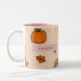 Taza Bicolor Calabaza y osito de peluche personalizados para ot