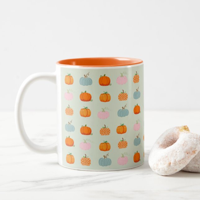 Taza Bicolor Calabazas coloridas (Con donut)