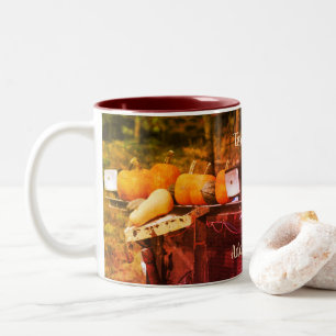 Taza Bicolor Calabazas En Camión Arte De La Naturaleza Personal