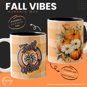 Taza Bicolor Calabazas y vibraciones de caída de flores Cerámic