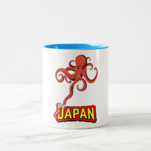 Taza Bicolor Calamar gigante japonés caricatura