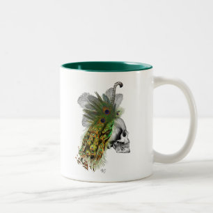 Taza Bicolor Calavera con cabeza de pluma
