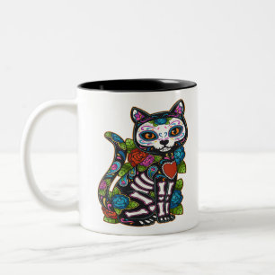 Taza Bicolor Calavera de azúcar en México Calavera Dia De Los M