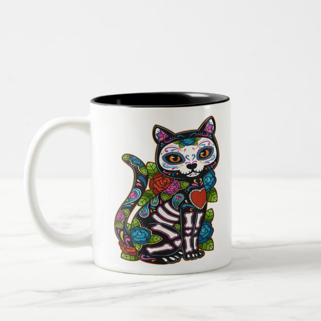 Taza Bicolor Calavera de azúcar en México Calavera Dia De Los M (Izquierda)