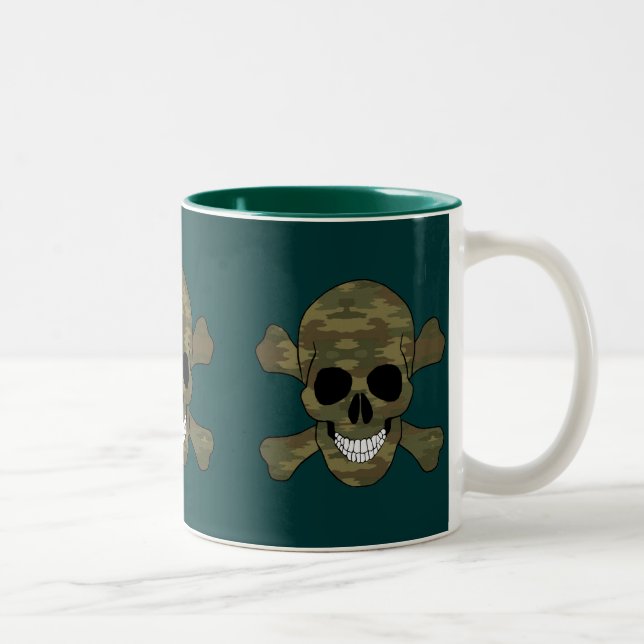 Taza Bicolor Calavera De Camuflaje Y Mugre De Crossbone (Derecha)