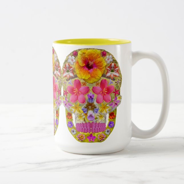 Taza Bicolor Calavera de flores 4 - Tropical (Derecha)