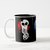 Calavera octo roja, azul y verde