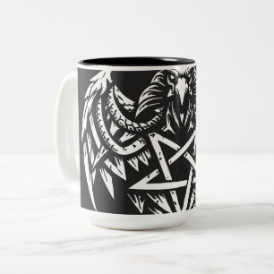 Taza Bicolor Calavera Pentagrama Tribal de BurnsInhell