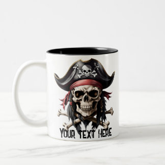 Taza Bicolor Calavera pirata y encrucijada