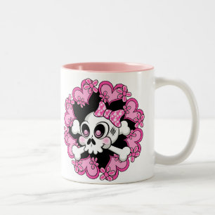 Taza Bicolor Calavera y corazones