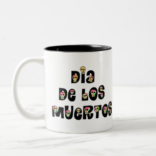 Taza Bicolor Calaveras del Día de los Muertos