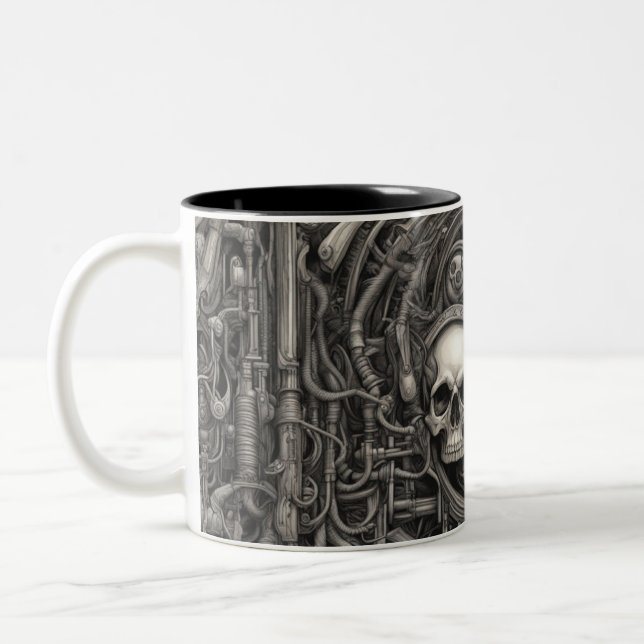 Taza Bicolor Calaveras Techno 001 (Izquierda)