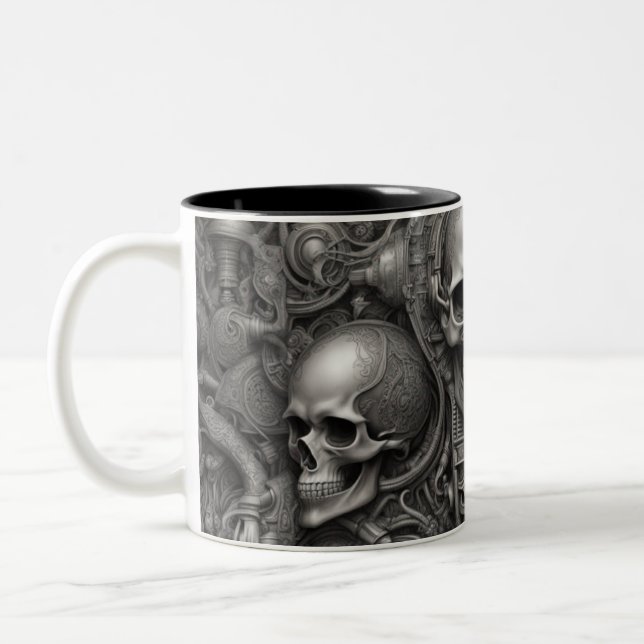 Taza Bicolor Calaveras tecno 025 (Izquierda)
