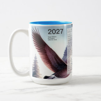 Taza Bicolor Calendario de vida silvestre de gansos canadienses