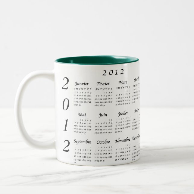Taza Bicolor Calendrier 2012 français (Izquierda)