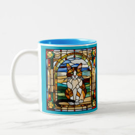 Taza Bicolor Calico Cat Stainglass Mug