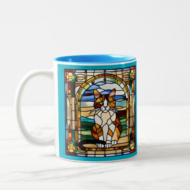 Taza Bicolor Calico Cat Stainglass Mug (Izquierda)