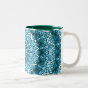 Taza Bicolor Calidoscopio / Mandala Azul Claro