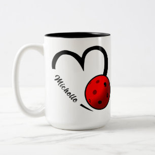 Taza Bicolor Calificación de Pickleball Corazón Personalizado R