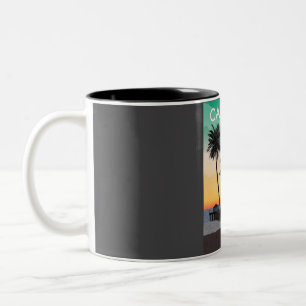 Taza Bicolor California Estados Unidos Viñeta Retro Minimista T
