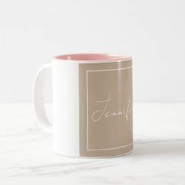 Taza Bicolor Caligrafía Elegante Nombre sencillo sencillo