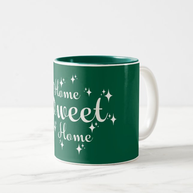 Taza Bicolor Caligrafía festiva y estrellas 'hogar dulce hogar' (Anverso derecho)