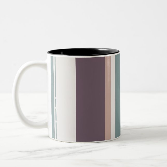 Taza Bicolor Calm Neutral Stripes – Modern Minimal Mug (Izquierda)
