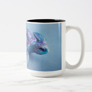Taza Bicolor Calm Ocean Turtle Art – Blue & Purple Fantasy Sea