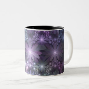 Taza Bicolor Cama de flores arte fractal abstracto brillante de