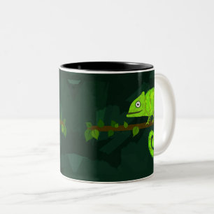 Taza Bicolor Camaleón lindo verde