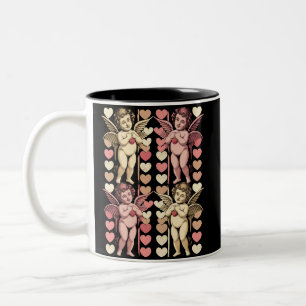 Taza Bicolor Camaquito Cupido Coqueta lazo Retro Día de San Val