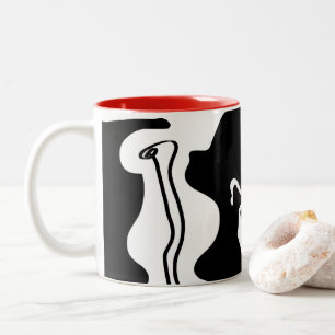 Taza Bicolor Cámara de compensación: Resumen negro, blanco y ro
