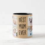 Taza Bicolor Camel | Mejor foto de mamá de todos los Personaliz<br><div class="desc">Camel Beige | Dáselo como regalo a tu madre! Cuadrícula fotográfica Texto escrito a mano Café de dos tonos Mug Mejor Mamá Personalizado Foto Mug</div>