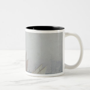 Taza Bicolor Caminos de Leith con el envío, siglo XIX